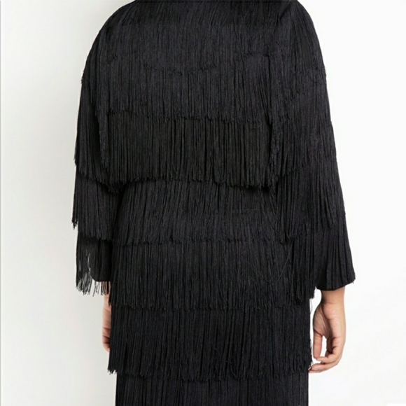 Eloquii Tuxedo Black Fringe Dress [Size 16] - Picture 2 of 5